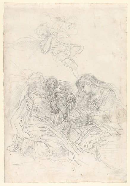 Holy Family with Two Flying Angels, by Baldassarre Franceschini (il Volterrano)