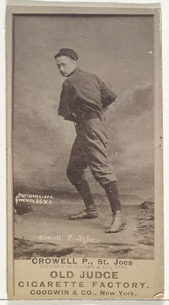 William Theodore "Billy" Crowell, Pitcher, St. Joseph Clay Eaters, from the Old Judge series (N172) for Old Judge Cigarettes, by Goodwin & Company
