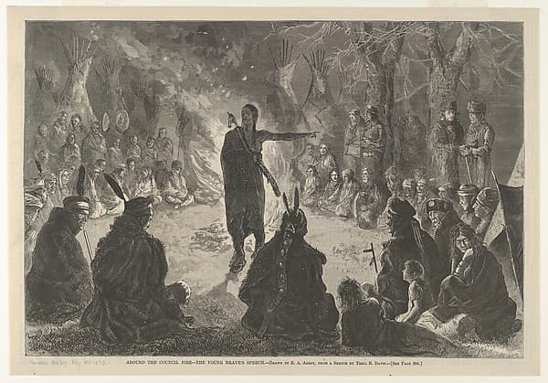 Around the Council Fire, The Young Brave's Speech, from "Harper's Weekly", by Edwin Austin Abbey
