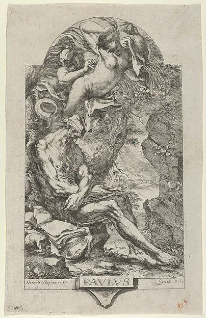 Saint Paul of Thebes tempted by a demon, after Magnasco, by Bartolommeo Gazalis