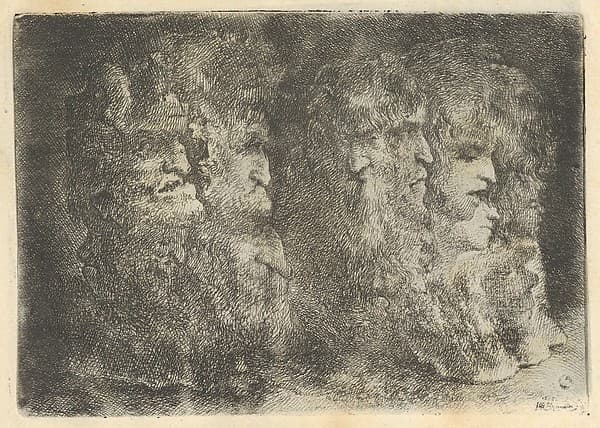 Two Formations of Grotesque Heads, by Jacques de Gheyn, III