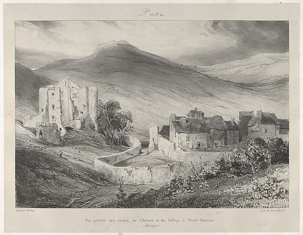General View of Castle Ruins and of The Village of Saint-Necataire, by Eugène Isabey