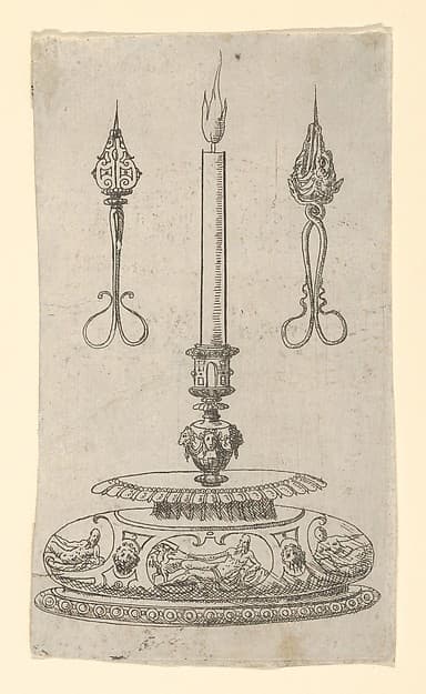 Design for a Candlestick with Candle Wick Trimmers, by Erasmus Hornick