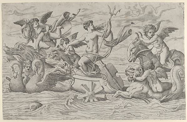 Venus in a Chariot drawn by Two Swans, by Master IQV