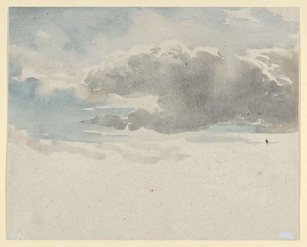 Study of clouds (recto). Study of an elder bush by a fence (verso), by David Cox