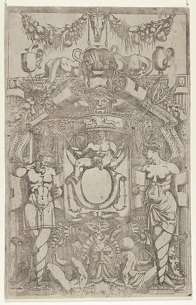 Ornament Panel with Terms and Spiral Bases, by Antonio Fantuzzi