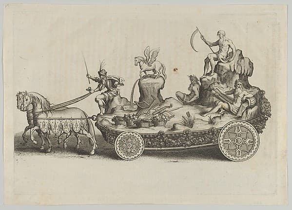 Design for a float, from 'Éloges et discours sur la triomphante réception du Roy en sa ville de Paris ...' by Jean-Baptiste de Machault, by Melchior Tavernier