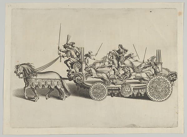Design for a float, from 'Éloges et discours sur la triomphante réception du Roy en sa ville de Paris ...' by Jean-Baptiste de Machault, by Melchior Tavernier