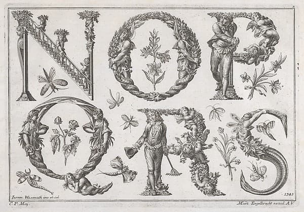 Decorated Roman alphabet, by Jeremias Wachsmuth