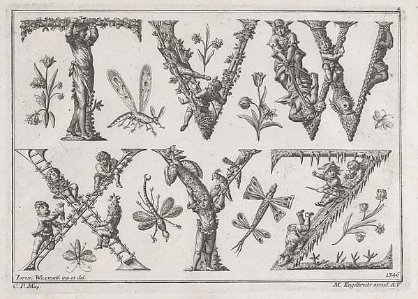 Decorated Roman alphabet, by Jeremias Wachsmuth