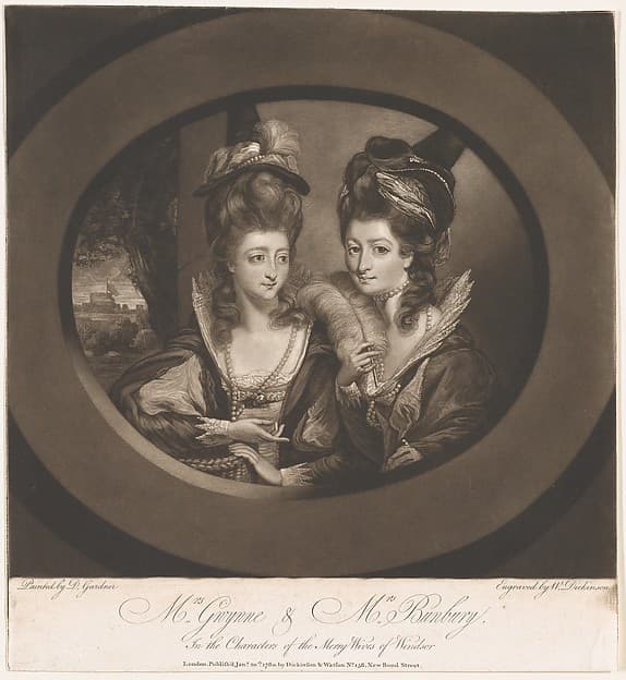 Mrs. Gwyn & Mrs. Bunbury in the Characters of The Merry Wives of Windsor, by William Dickinson