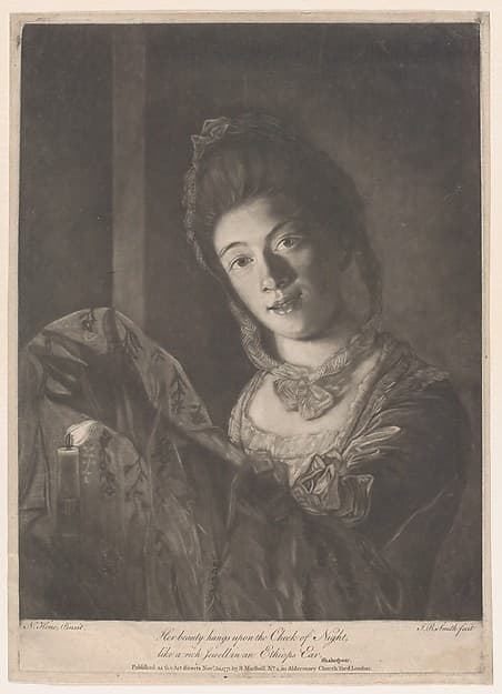 Miss Lydia Hone – "Her beauty hangs on the Cheek of Night, like a rich Jewel in an Ethiop's Ear", by John Raphael Smith