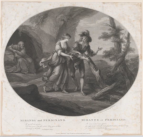 Ferdinand and Miranda (Shakespeare, The Tempest, Act 3, Scene 1), by Peltro William Tomkins