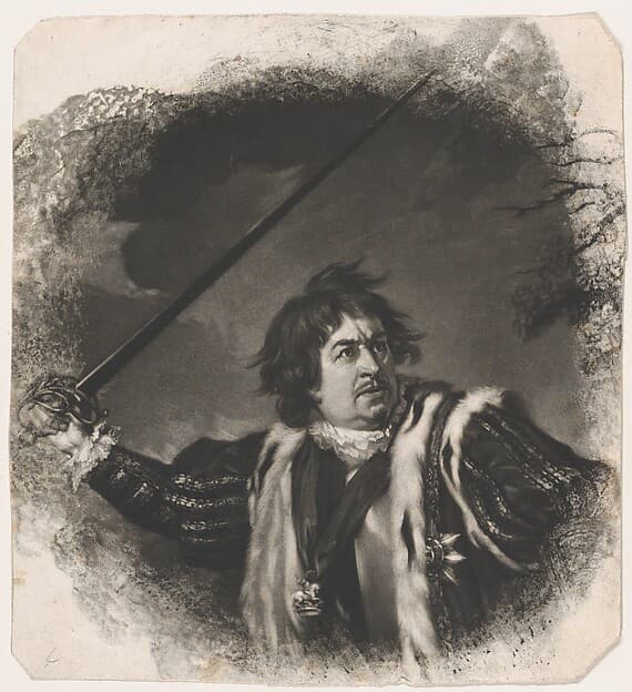 David Garrick as Richard III (Shakespeare, King Richard III, Act 5, Scene 8), by Samuel William Reynolds, the elder