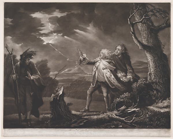 David Garrick as King Lear (Shakespeare, King Lear, Act 3, Scene 1), by James McArdell