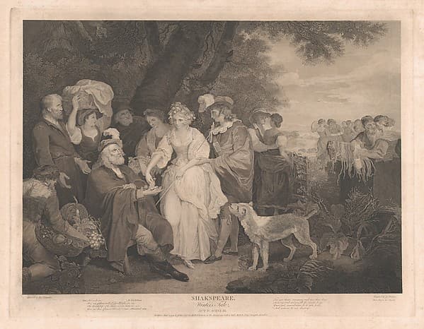 Florizel, Perdita, etc. in the Shepherd's Cot (Shakespeare, Winter's Tale, Act 4, Scene 3), by James Fittler