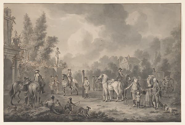 A Riding School with a Visiting Family, by Dirk Langendijk