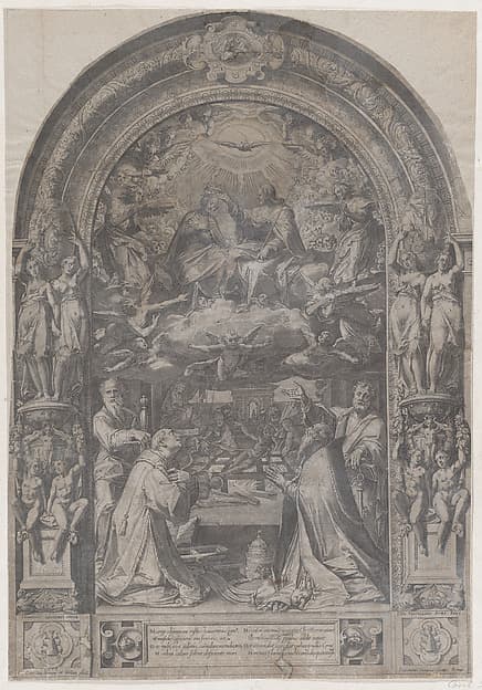 The Coronation of the Virgin with St Lawrence, St Paul, St Peter and St Sixtus, by Cornelis Cort