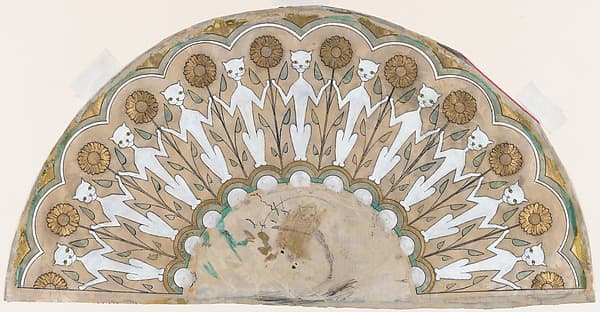 Fan Design with Cats and Sunflowers, by Henri Charles Guérard