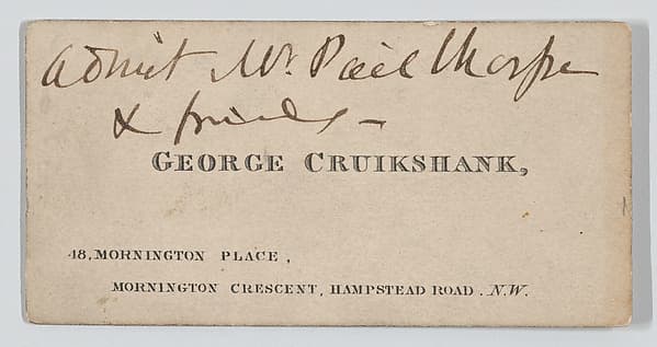 George Cruikshank, calling card, by Anonymous