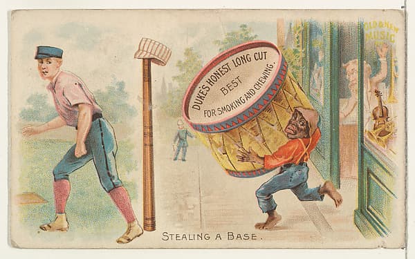 Stealing a Base, from the Talk of the Diamond set (N135) issued by Duke Sons & Co., a branch of the American Tobacco Company, by W. Duke, Sons & Co.