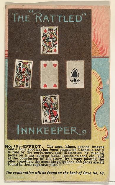 Number 19, The Rattled Innkeeper, from the Tricks with Cards series (N138) issued by W. Duke, Sons & Co. to promote Honest Long Cut Tobacco, by W. Duke, Sons & Co.