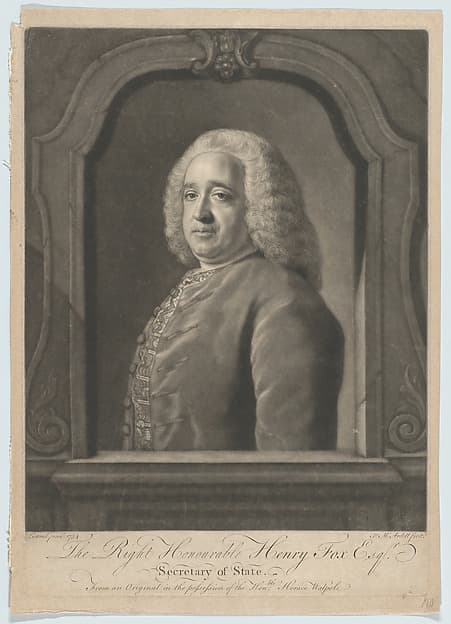 The Right Honorable Henry Fox, Esr., by James McArdell