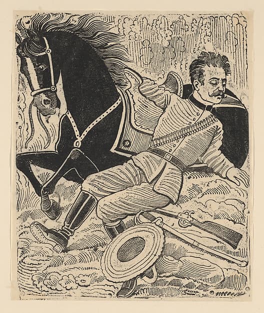 A soldier fallen from his horse, by José Guadalupe Posada