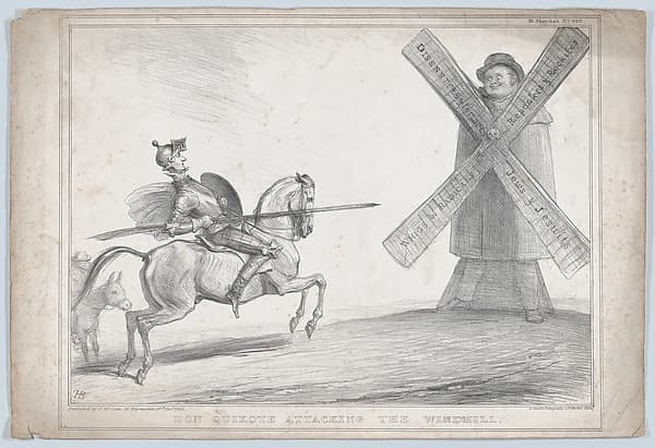 Don Quixote Attacking the Windmill, by John Doyle
