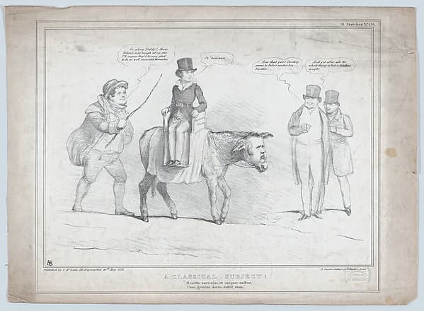 A Classical Subject! "Demitto auviculas, ut uniquoe asellus, Cum gravius dorso subiit onus_", by John Doyle