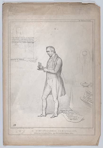 A Distinguished Teetotalist, Soliloquising a-la Cardinal Wolsey–upon the mutability of human affairs, by John Doyle
