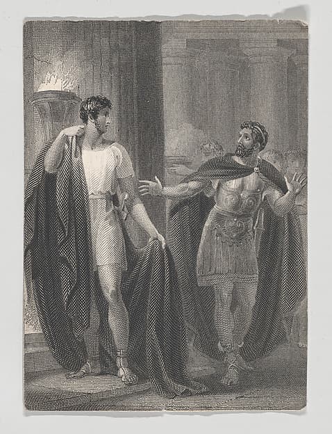 Coriolanus and Aufidius (Shakespeare, Coriolanus, Act 4, Scene 5), by Charles Heath