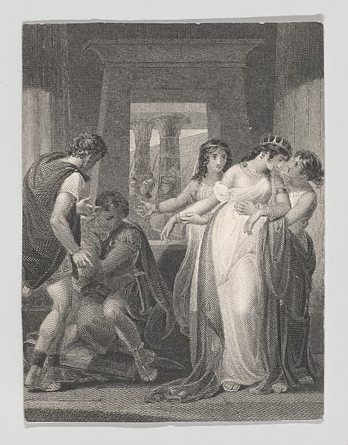 Cleopatra, Eros, Antony, Charmian and Iras (Shakespeare, Antony and Cleopatra, Act 3, Scene 9), by Charles Rolls