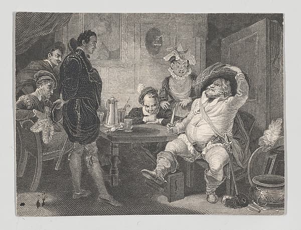 Boar's Head Tavern: Prince Hal, Falstaff and Poins (Shakespeare, First Part of Henry IV, Act 2, Scene 4), by Charles Heath