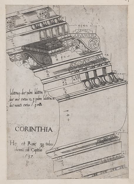 Entablature from the Temple of Vespasian, Rome, from "Speculum Romanae Magnificentiae", by Master PS