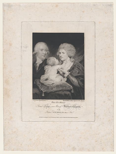 Prince Serge and Princess Barbara Gagarin with Prince Nicholas Their Son, by Caroline Watson