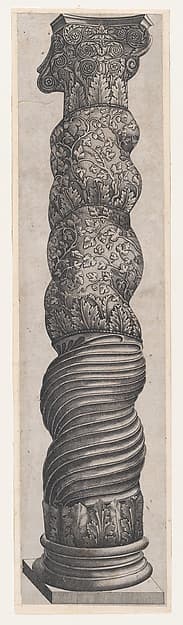 Grotesque Winding Column in St. Peter's, from "Speculum Romanae Magnificentiae", by Nicolas Beatrizet