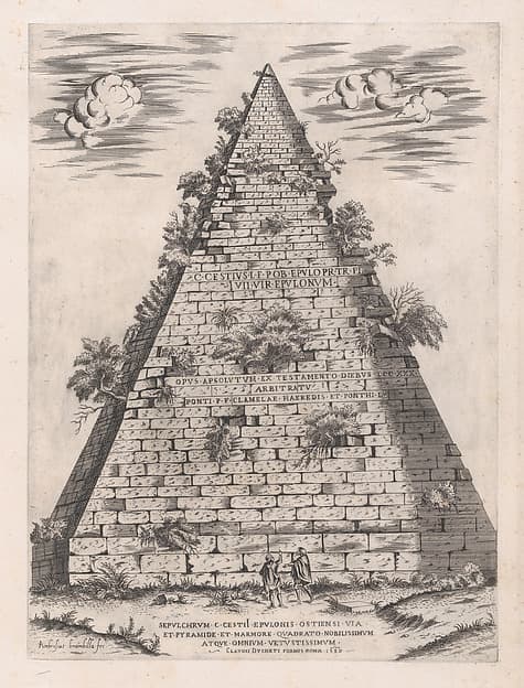 Pyramid of Caius Cestius, from "Speculum Romanae Magnificentiae", by Giovanni Ambrogio Brambilla