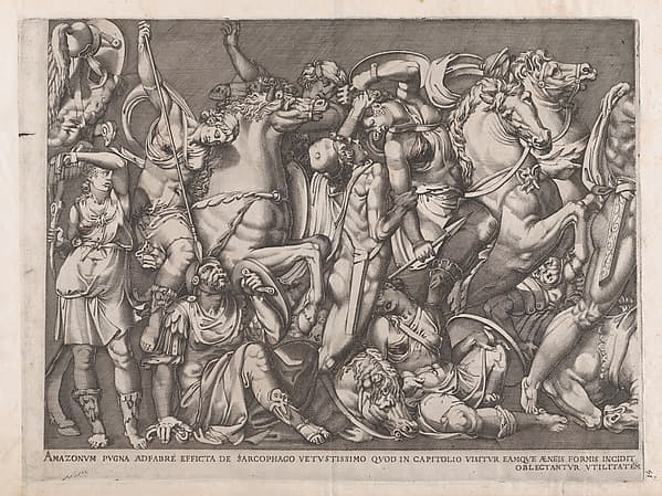 Battle of the Amazons, from "Speculum Romanae Magnificentiae", by Nicolas Beatrizet