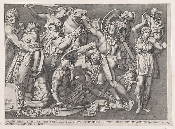 Battle of the Amazons, from "Speculum Romanae Magnificentiae", by Nicolas Beatrizet