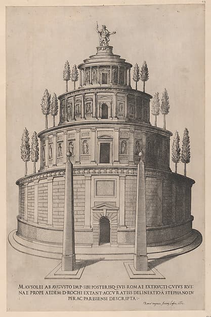 Sepulchre of Augustus, from "Speculum Romanae Magnificentiae", by Etienne DuPérac