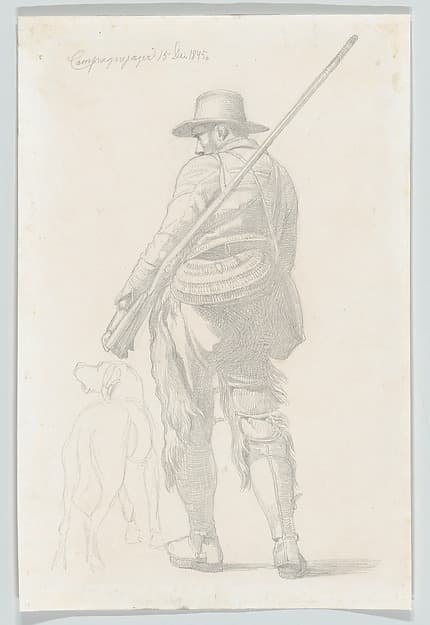 Roman Hunter with his Dog, seen from the Back, by Johan Thomas Lundbye