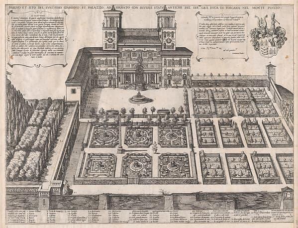 Monte Pincio Palace and Gardens, from "Speculum Romanae Magnificentiae", by Antonio Tempesta