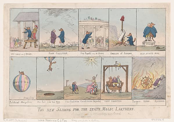 Two New Slides for the State Magic Lantern, by Thomas Rowlandson