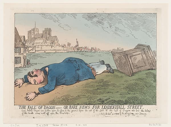 The Fall of Dagon – Or Rare News For Leadenhall Street, by Thomas Rowlandson