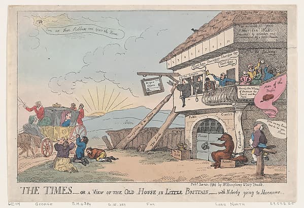The Times - Or A View Of The Old House In Little Brittain - With Nobody Going To Hannover, by Thomas Rowlandson