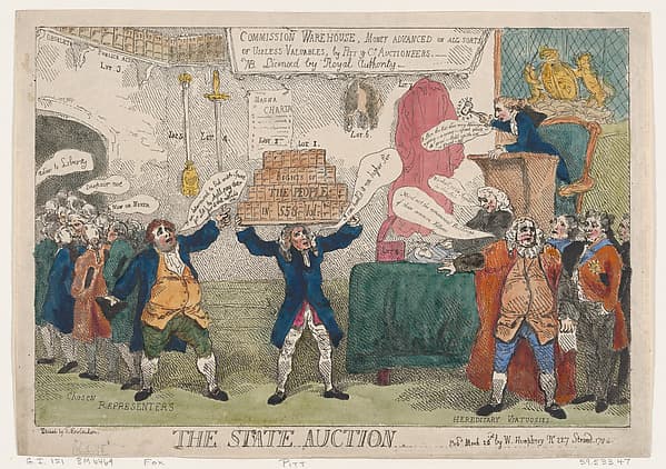 The State Auction, by Thomas Rowlandson
