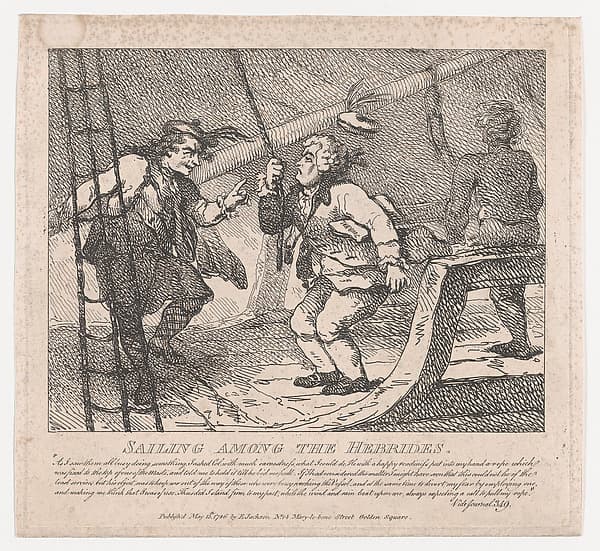 Sailing Among the Hebrides (Picturesque Beauties of Boswell, Part the Second), by Thomas Rowlandson