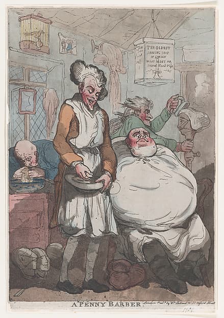 A Penny Barber, by Thomas Rowlandson