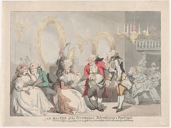 A Master of the Ceremonies Introducing a Partner, by Thomas Rowlandson